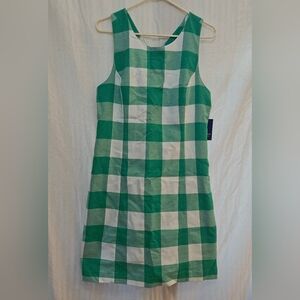 Crown & Ivy Dress - Hello Spring Green Check Crisscross Back - Size 14 NWT